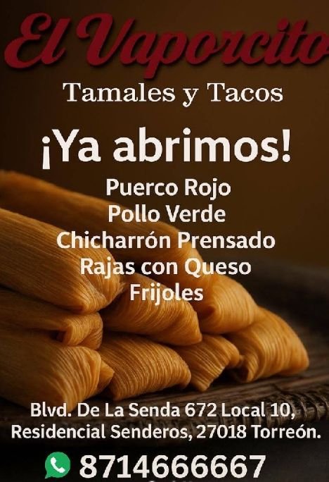 Tamales y tacos el vaporcito en comercios en torreon directorio para pymes con ia COMERCIOS EN TORREON